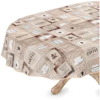ANRO Tischdecke abwaschbar Oval 140 x 220 cm Braun
