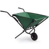 Relaxdays Schubkarre faltbar HxBxT:66x64x112cm, Stahl Polyester, 56l, bis 30kg, platzsparend, Gartenkarre, grün