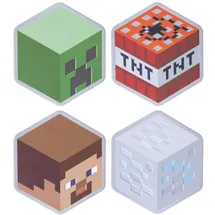 Paladone Minecraft Metall-Untersetzer mit Korkrückseite - Set aus 4 - Steve, Creeper, Diamanterz, TNT Block - Offizielles Geschenk & Deko für Minecraft-Fans