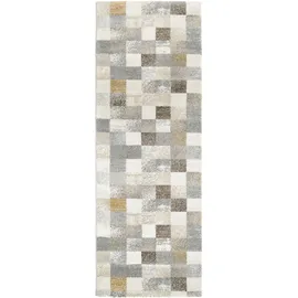 OCI DIE TEPPICHMARKE Teppich OCI DIE TEPPICHMARKE "NEW VILLA SQUARES", grau (grau, creme), B:80cm H:20mm L:200cm, Polypropylen, Teppiche, Teppich, feine Karos, meliert, Wohnzimmer