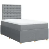 vidaXL Boxspringbett mit Matratze Hellgrau 120x200 cm Stoff