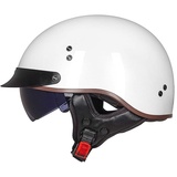 Halbschalenhelm mit ECE, Retro Motorrad Jethelm Chopper Helm mit Sonnenblende Für Erwachsene Männer Und Frauen Cruiser Moped Scooter ATV M~XXL