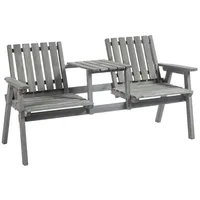 Outsunny Gartenbank mit Tisch, Gartenmöbel, mit Regenschirmloch, Sitzbank, 2
