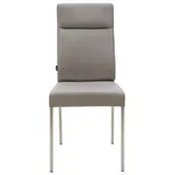 CASAVANTI Esszimmerstuhl LONDON II 2er Set Leder hellgrau - Vierfußgestell - Edelstahl - Lederbezug - Sitzhöhe 49 cm - Sitztiefe 41 cm - Höhe 100 cm - Breite 46 cm - Tiefe 64 cm