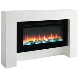 RICHEN Elektrokamin Herkules - Elektrischer Standkamin (2000W, LED-Beleuchtung, 3-D Flammeneffekt, Fernbedienung) - Weiß