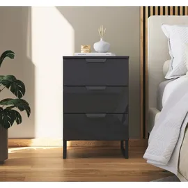 Rauch Modern by Aditio Nachttisch, Nachtkommode Schlafzimmermöbel, Nachttisch, 3 Schubladen mit Softclose-Funktion