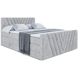 altdecor Boxspringbett ERNINA-Z KING - 160x200 - H3/H4 - Hellgrau