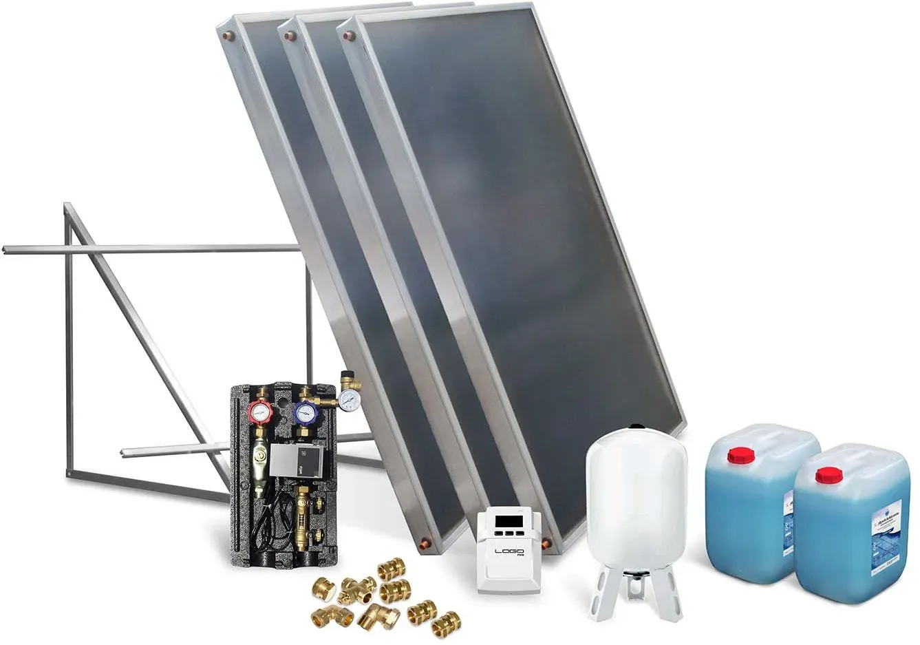 Solar-Paket Brauchwasser 3x AMP 2.0 Flachkollektor 6,03 qm Flachdachmontage