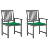vidaXL Gartenstühle mit Kissen 2 St. Grau 2 x 2 x 2 cm