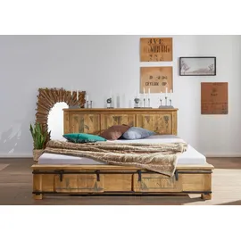 Massivmoebel24 Bett Mango 180x200 natur lackiert RAILWAY 142