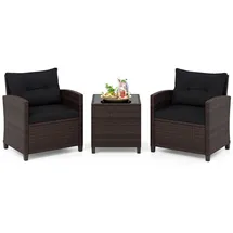 Costway Rattanmöbel Set 3-tlg. Schwarz/Braun