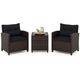 Costway Rattanmöbel Set 3-tlg. Schwarz/Braun
