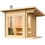 FinnTherm Saunahaus Lizzy Xs Gartensauna 2 Sitzbänke aus Holz, Sauna mit 40 mm Wandstärke Außensauna