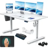 Kesser KESSER® Schreibtisch elektrisch & Ergonomisch Stehen & Sitzen 3-Memory 360° Rollen USB-Ladeanschluss 160x70cm Weiß | Weiß