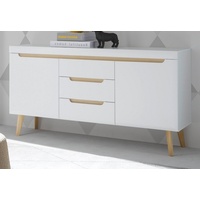 Furn.Design Sideboard Isgard (Kommode in weiß matt mit Scandi Eiche, 160 x 83 cm), Soft-Close-Funktion weiß