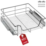 SO-Tech 50 cm Teleskopschublade SoftClose Vollauszug Kugelführung 20 kg Tragkraft Chrom poliert Küchenschublade Schrankauszug