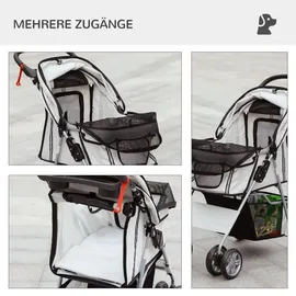 PawHut Hundebuggy Faltbarer Hundewagen bis 10 kg Grau 75x45x97 cm