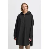 Fransa FRLUNA Damen Windbreaker Übergangsjacke Regenjacke mit Kapuze Reißverschluss Taschen reflektierende Elemente oversize, Größe:S/M, Farbe:Black (200113) - S-M