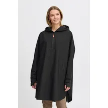 Fransa FRLUNA Damen Windbreaker Übergangsjacke Regenjacke mit Kapuze Reißverschluss Taschen reflektierende Elemente oversize, Größe:S/M, Farbe:Black (200113) - S-M
