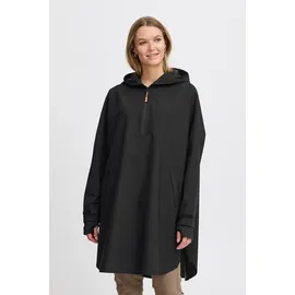 Fransa FRLUNA Damen Windbreaker Übergangsjacke Regenjacke mit Kapuze Reißverschluss Taschen reflektierende Elemente oversize, Größe:S/M, Farbe:Black (200113) - S-M