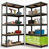 Juskys Lagerregal Basic 2er Set 180x90x40 cm – Metall Schwerlastregal, 10 Böden 1750 kg Grau
