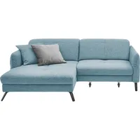 Ecksofa "SO 4400 V", blau (eisblau), B:259cm H:84cm T:167cm, 100% Polyester, SET ONE BY MUSTERRING, Sofas, wahlweise mit motorischer Bettfunktion & Kopfverstellung, Fuß schwarz