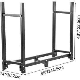 Vevor Kaminholzregal Metall 244,5 x 36,2 x 122 cm mit PVC Abdeckung Schwarz
