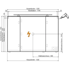 Pelipal Sprint 120 cm weiß mit LED