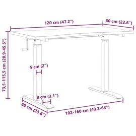 vidaXL Schreibtisch Eiche massiv / Weiß und Natur