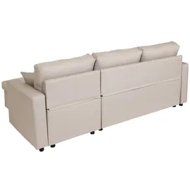 Mendler Ecksofa mit Bettkasten HWC-L17, Couch Sofa L-Form, Liegefläche Nosagfederung 228cm ~ beige