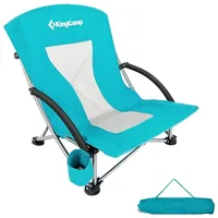 KingCamp Strand Liege Stuhl Camping Klapp Falt Sessel Niedrig Garten Stahl 136kg Farbe: cyan