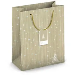 Weihn.Geschenktragetasche Baum beige 224-519 TL 33x26,7x13,7cm