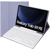 HLTOOP Tastatur Hülle für Samsung Galaxy Tab S9 FE 5G 10,9 Zoll/Galaxy Tab S9 11 Zoll 2023 Mit S-Stifthalter, 7-Farbige Tastatur Mit Hintergrundbeleuchtung Und Weicher Rückseite,Lila