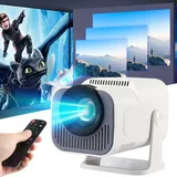 Mini Beamer, HY320 Mini Beamer 4k 200 ANSI Smart Projector mit Android 11, Tragbarer Beamer Outdoor,Unterstützt WiFi 6, BT5.0, Auto Trapezkorrektur, 30"-130" Bildschirm, 180° Drehbar (Weiß)