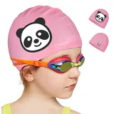 FUNOWN Badekappe für Kinder, Badekappen Unisex Badekappe Wasserdicht, Badekappe Badekappen für langes und kurzes Haar Badekappe für Jungen und Mädchen Kinder (Rosa)