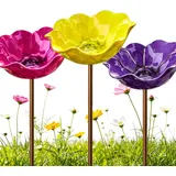 2/3 Stück Vogeltränke Blume, Metall Blumen Gartenstecker Vogeltränke, Dekorative Bienentränke für den Garten, Insektentränke Garten für Vögel, Bienen, Schmetterlinge (3 Stück-G)