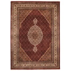 Orientteppich OCI DIE TEPPICHMARKE "Cavari Mahi" Gr. 34, rot, B:60cm H:5mm L:90cm, Seide, Wolle, Teppiche, Fransenteppich, hochwertig handgeknüpft, mit Fransen, Wohnzimmer
