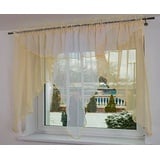 Fertige Gardine Genf 350x150 Ecru Beige Voile Fensterdekoration Vorhänge Querbehang Lambrequin