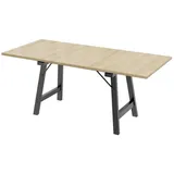 SOFTWEARY Esstisch Tischplatte erweiterbar (Holzoptik eiche, 140-180/80/75 cm), Metallgestell