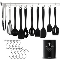 Clanmacy Kochbesteck-Set Küchenhelfer Silikon 12 tlg set Kochbesteck BBQ (12-tlg) schwarz