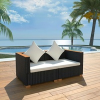 vidaXL Gartensofa Poly Rattan Schwarz