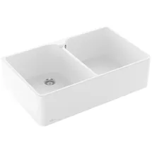 Villeroy & Boch Spülstein Doppelbecken 80 X stone white + Handbetätigung