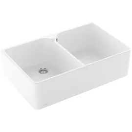Villeroy & Boch Spülstein Doppelbecken 80 X stone white + Handbetätigung