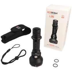 AceBeam L35 LED-Taschenlampe mit max. 5000 Lumen und bis zu 480 Meter, mit Akku und USB-C Ladekabel