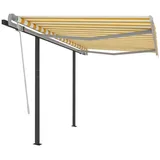 vidaXL Automatisch Gelenkarmmarkise 300 x 250 cm gelb/weiß inkl. Pfosten 3070108