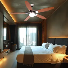 GLOBO Lighting - LED Deckenventilator mit Beleuchtung Deckenventilator mit Zugschalter, Sommer Winter, Flügel wendbar braun graphit 3 Stufen, 1x E14