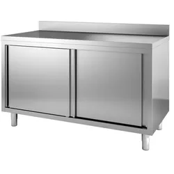 Combisteel Arbeitsschrank mit 2 Türen Aufkantung aus Edelstahl 1400x700x850mm