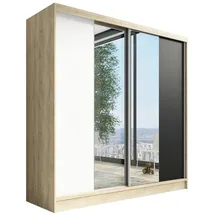 A&J MöbelLand Schiebetürenschrank DUO 200 x 215 x 59,5 cm Weiß/Schwarz