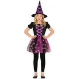 Fiestas Guirca Kostüm, lila Hexe Kleid mit LED Tutu schwarz 5 - 6 Jahre