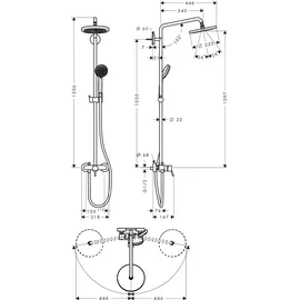 Hansgrohe Croma Showerpipe 220 1jet mit Einhebelmischer (27222000)